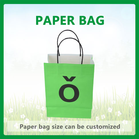 Green simple paper bag, Kraft paper bag, Customized Kraft Paper Bags